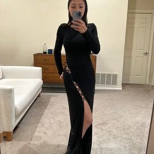 COPY - The Jetsetter Diaries Black Long Maxi Dress with High Slit Detail